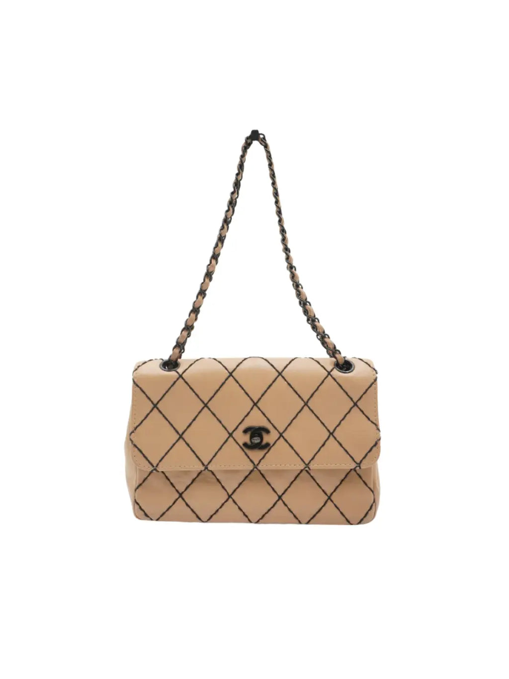 CHANEL Beige Leather Wild Stitch Shoulder Bag - BAGPHIC