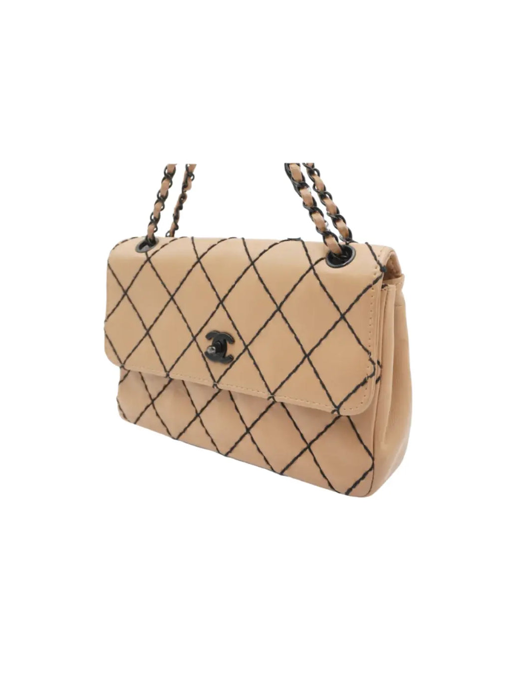 CHANEL Beige Leather Wild Stitch Shoulder Bag - BAGPHIC
