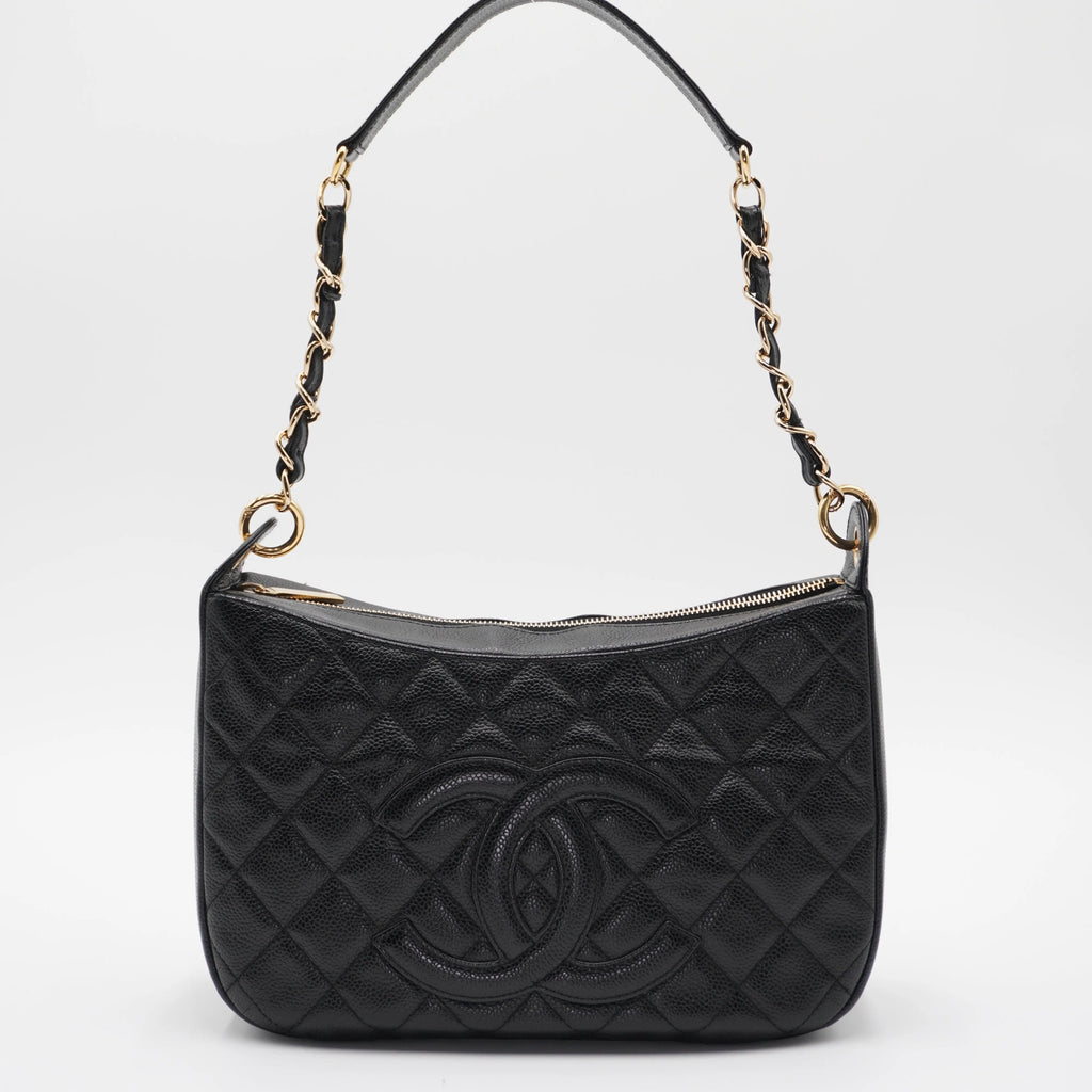 CHANEL Timeless Quilted Caviar Leather CC Logo Shoulder Bag CHANEL