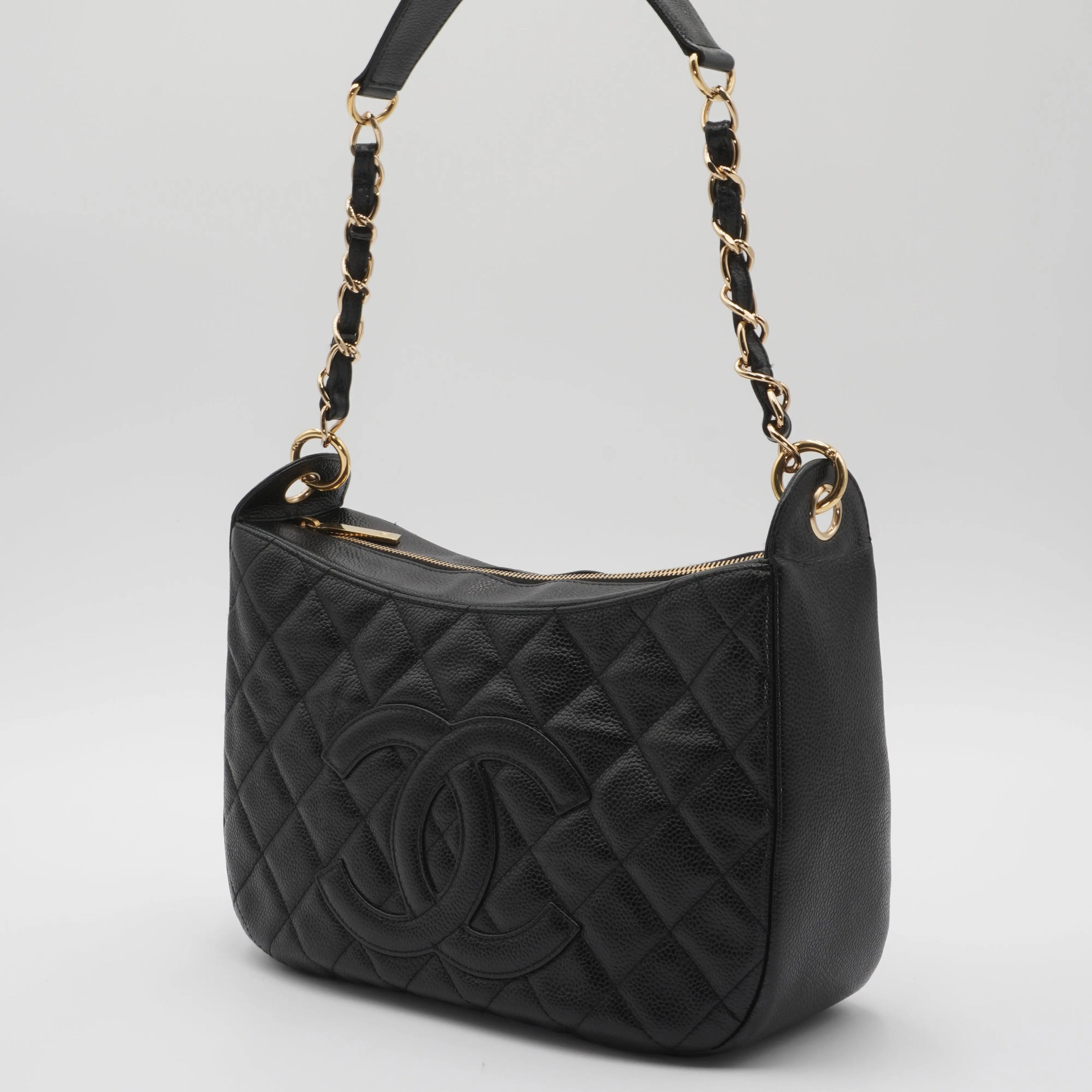 CHANEL Timeless Quilted Caviar Leather CC Logo Shoulder Bag CHANEL