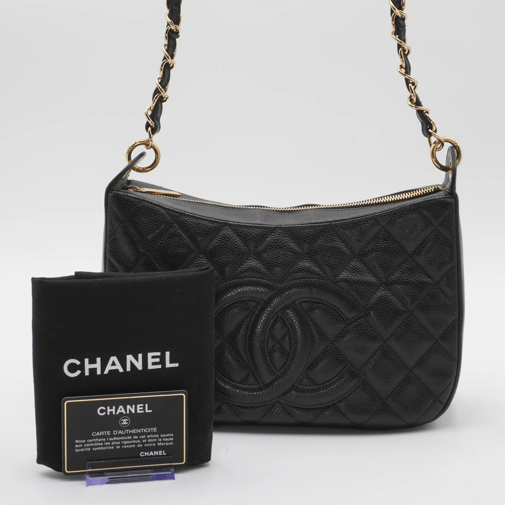 CHANEL Timeless Quilted Caviar Leather CC Logo Shoulder Bag CHANEL
