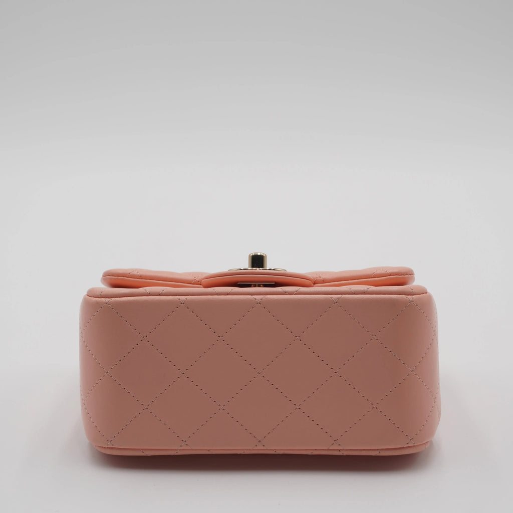 CHANEL Pink Matelassé Leather Mini Square Flap Shoulder Bag CHANEL