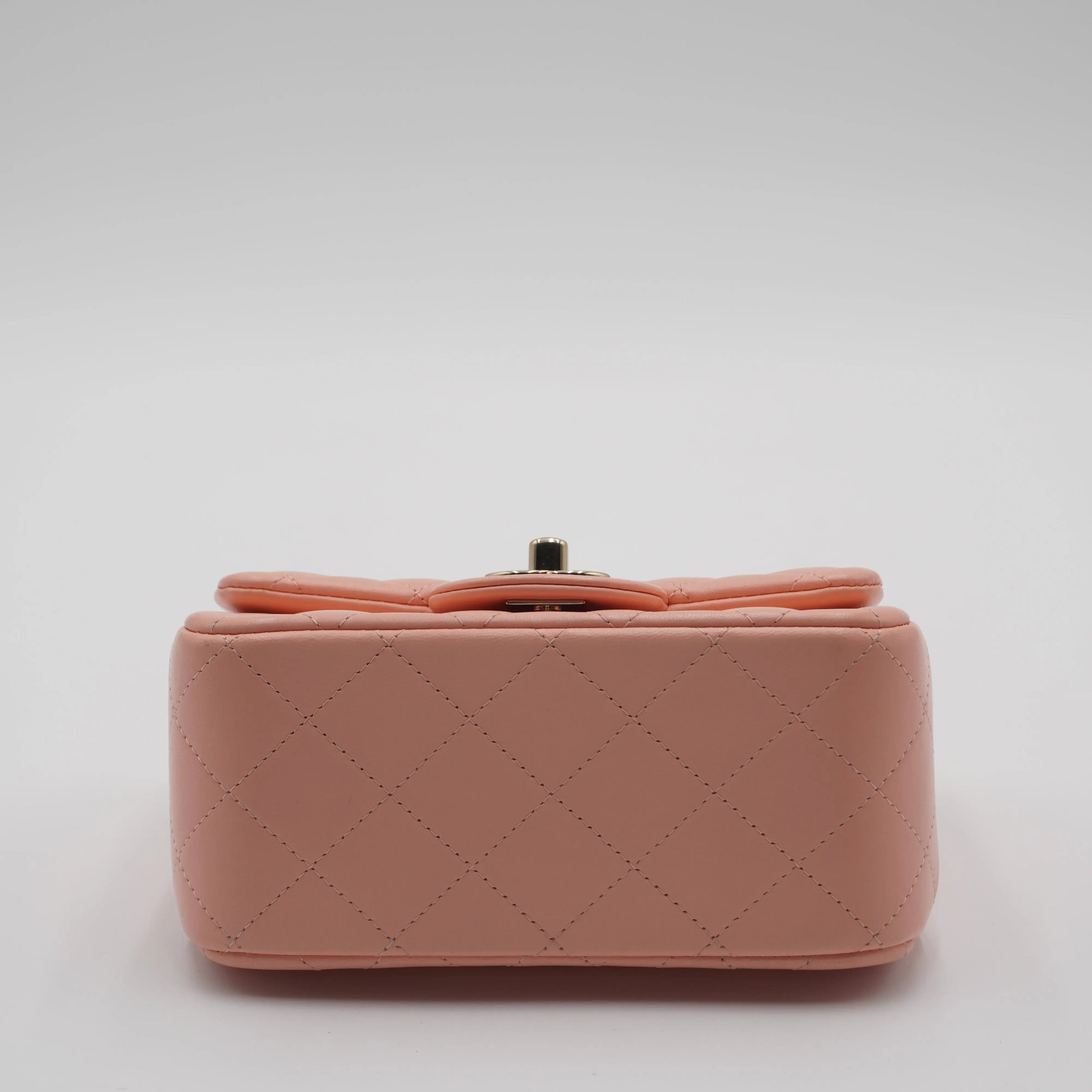 CHANEL Pink Matelassé Leather Mini Square Flap Shoulder Bag CHANEL