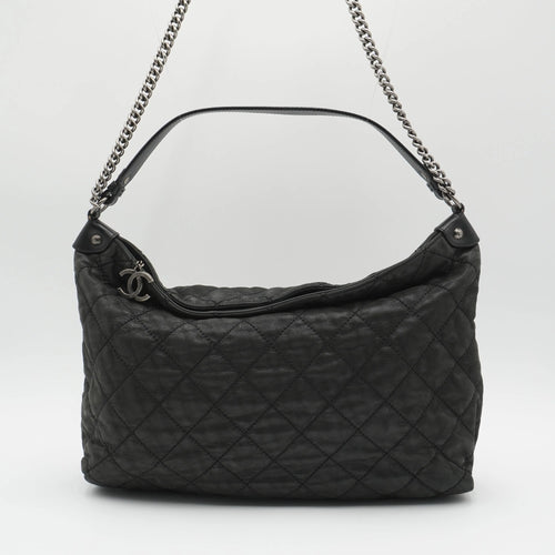 CHANEL Black Iridescent Quilted Daily Hobo Bag CHANEL