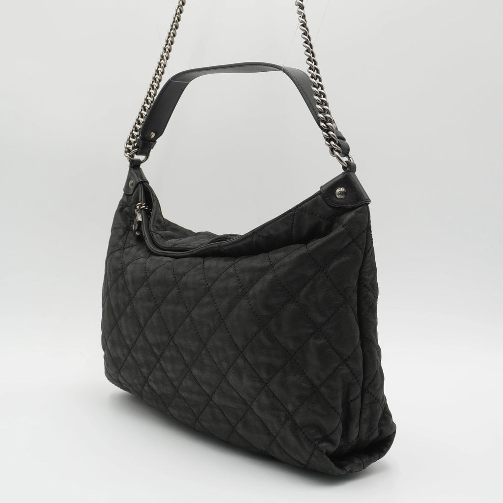 CHANEL Black Iridescent Quilted Daily Hobo Bag CHANEL