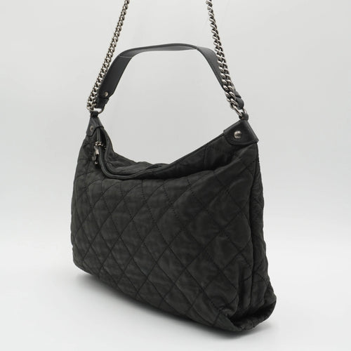 CHANEL Black Iridescent Quilted Daily Hobo Bag CHANEL