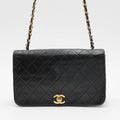 CHANEL Classic Quilted Leather Flap Bag Gold Hardware CHANEL