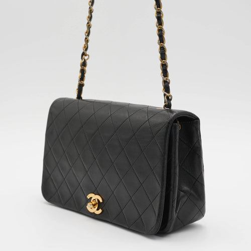 CHANEL Classic Quilted Leather Flap Bag Gold Hardware CHANEL
