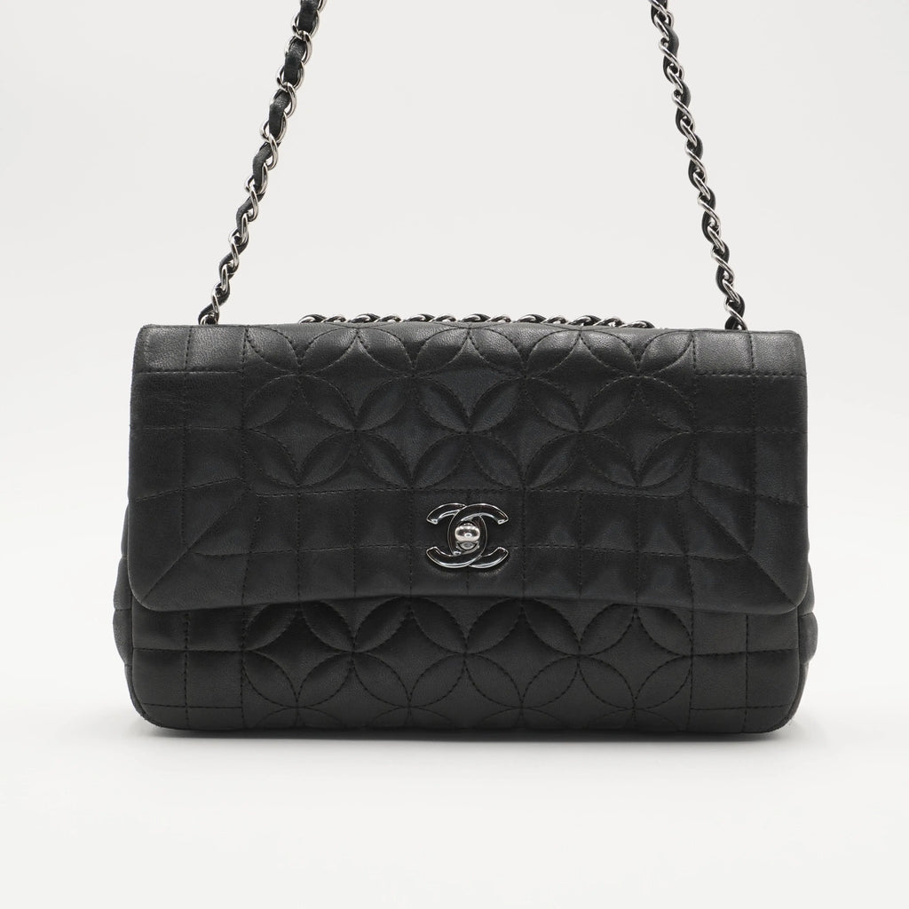 CHANEL Black Quilted Geometric Lambskin Classic Flap Bag CHANEL