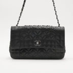 CHANEL Black Quilted Geometric Lambskin Classic Flap Bag CHANEL