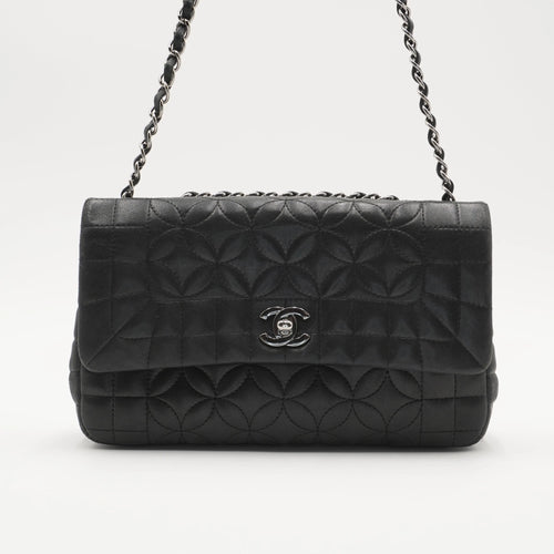 CHANEL Black Quilted Geometric Lambskin Classic Flap Bag CHANEL