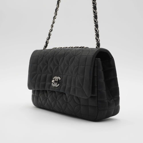 CHANEL Black Quilted Geometric Lambskin Classic Flap Bag CHANEL