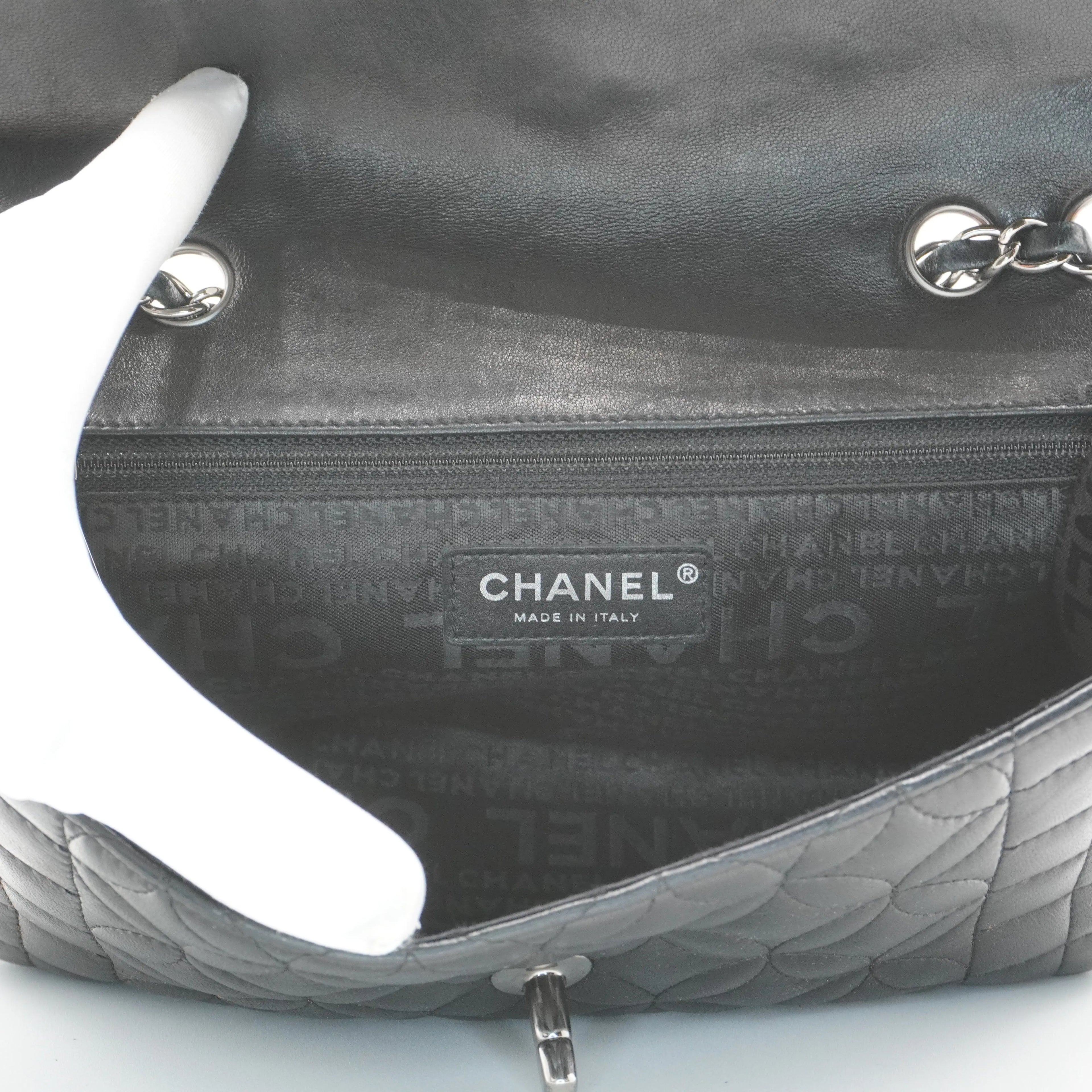 CHANEL Black Quilted Geometric Lambskin Classic Flap Bag CHANEL