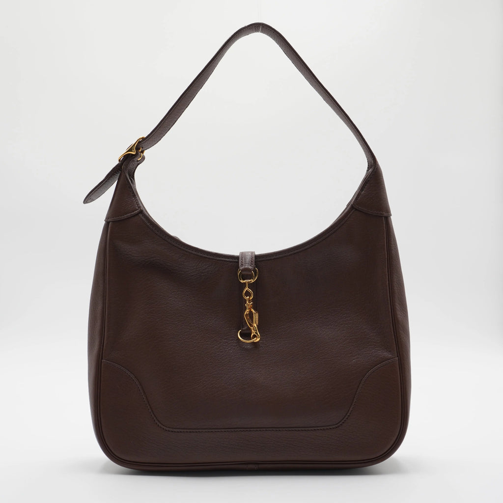 HERMES Trim 31 G Gold Hardware Leather Hobo Bag HERMES