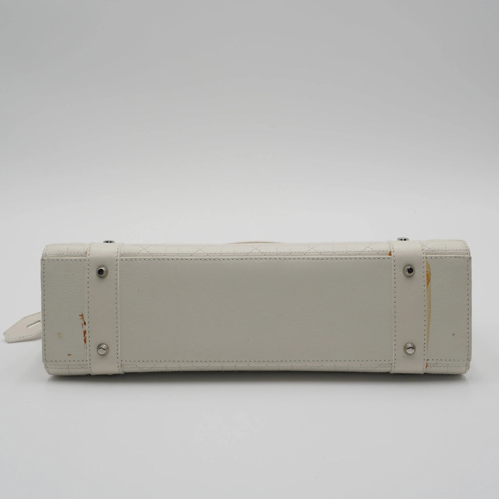 Dior White Canage Quilted East-West Bag