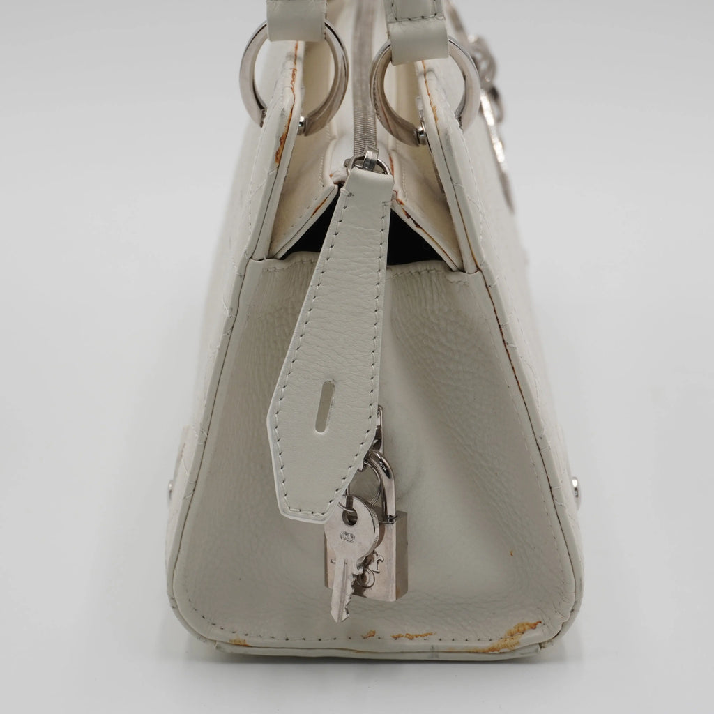 Dior White Canage Quilted East-West Bag