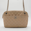 CHANEL Large Beige Quilted Camera Case Bag CHANEL