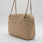 CHANEL Large Beige Quilted Camera Case Bag CHANEL