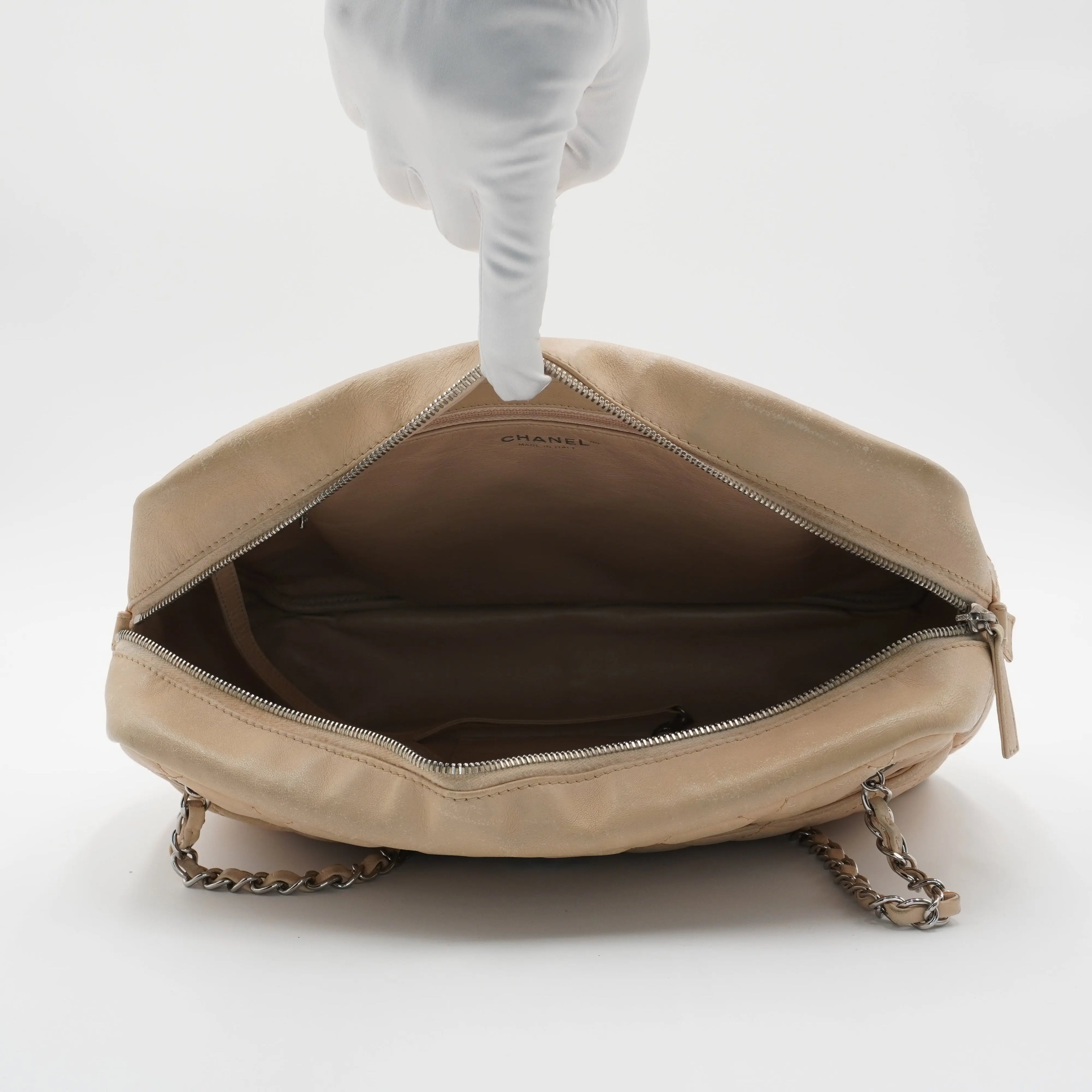 CHANEL Large Beige Quilted Camera Case Bag CHANEL