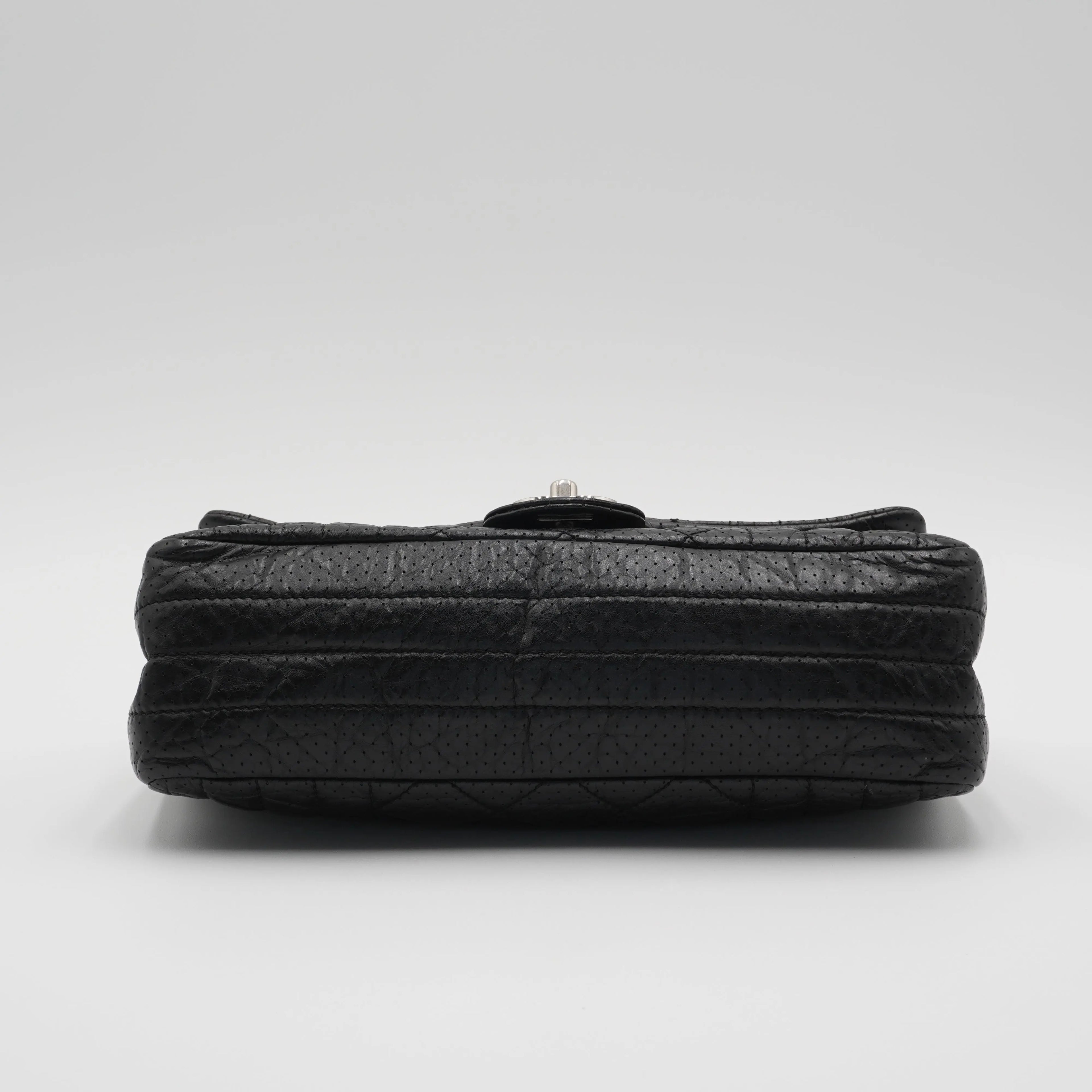 CHANEL Black Leather Perforated Flap Shoulder Bag CHANEL