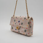 CHANEL Pink Classique Satin Polka Dot Single Chain Flap Bag CHANEL