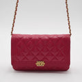 CHANEL Pink Quilted Wallet on Chain Lambskin Boy Bag CHANEL