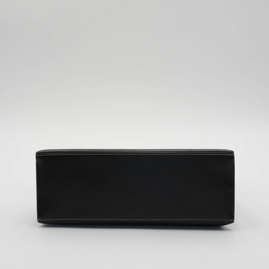 LOEWE Bicolor Leather Black Brown Velazquez Twist Handbag Bag