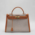 HERMES Cadena And Clochette Toile Ash With ST Kelly 35 HERMES