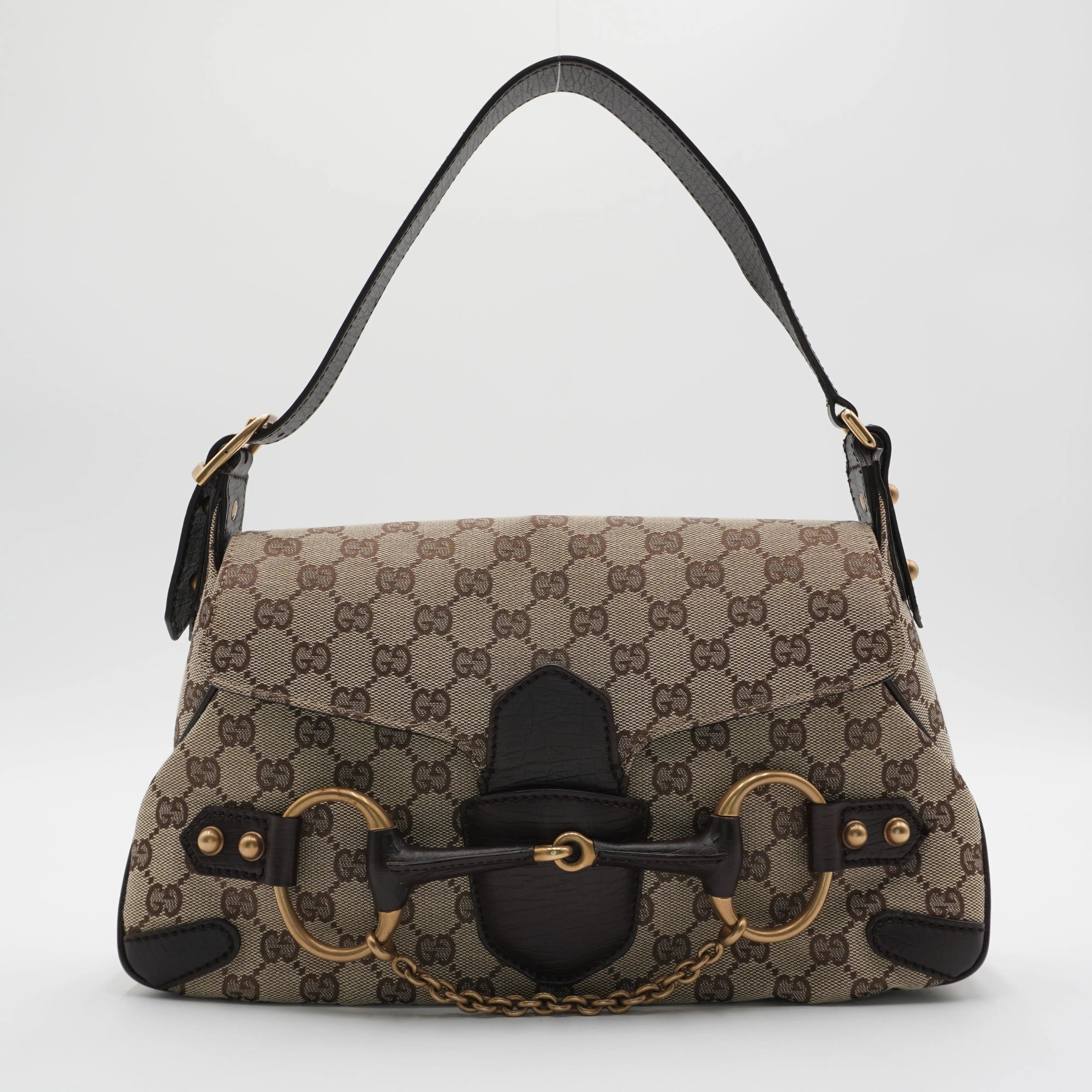 Gucci Horsebit GG Monogram Shoulder Bag GUCCI