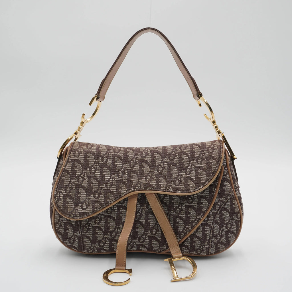 Dior Brown/Beige Canvas Trotter Saddle Shoulder Bag DIOR