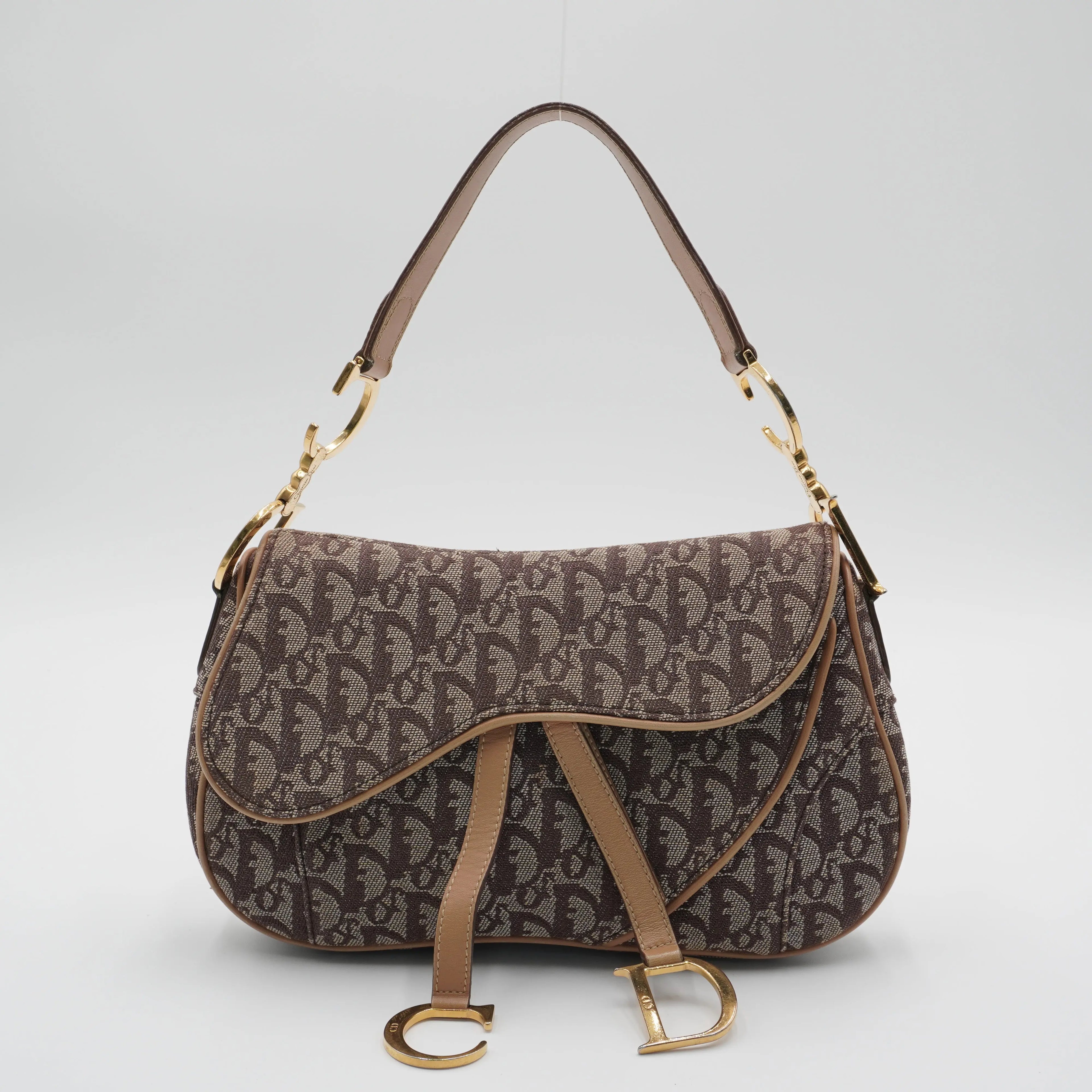 Dior Brown/Beige Canvas Trotter Saddle Shoulder Bag DIOR