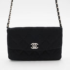 CHANEL Black Jersey Mini Flap Bag CHANEL
