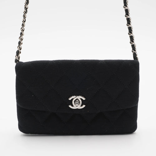CHANEL Black Jersey Mini Flap Bag CHANEL