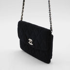 CHANEL Black Jersey Mini Flap Bag CHANEL