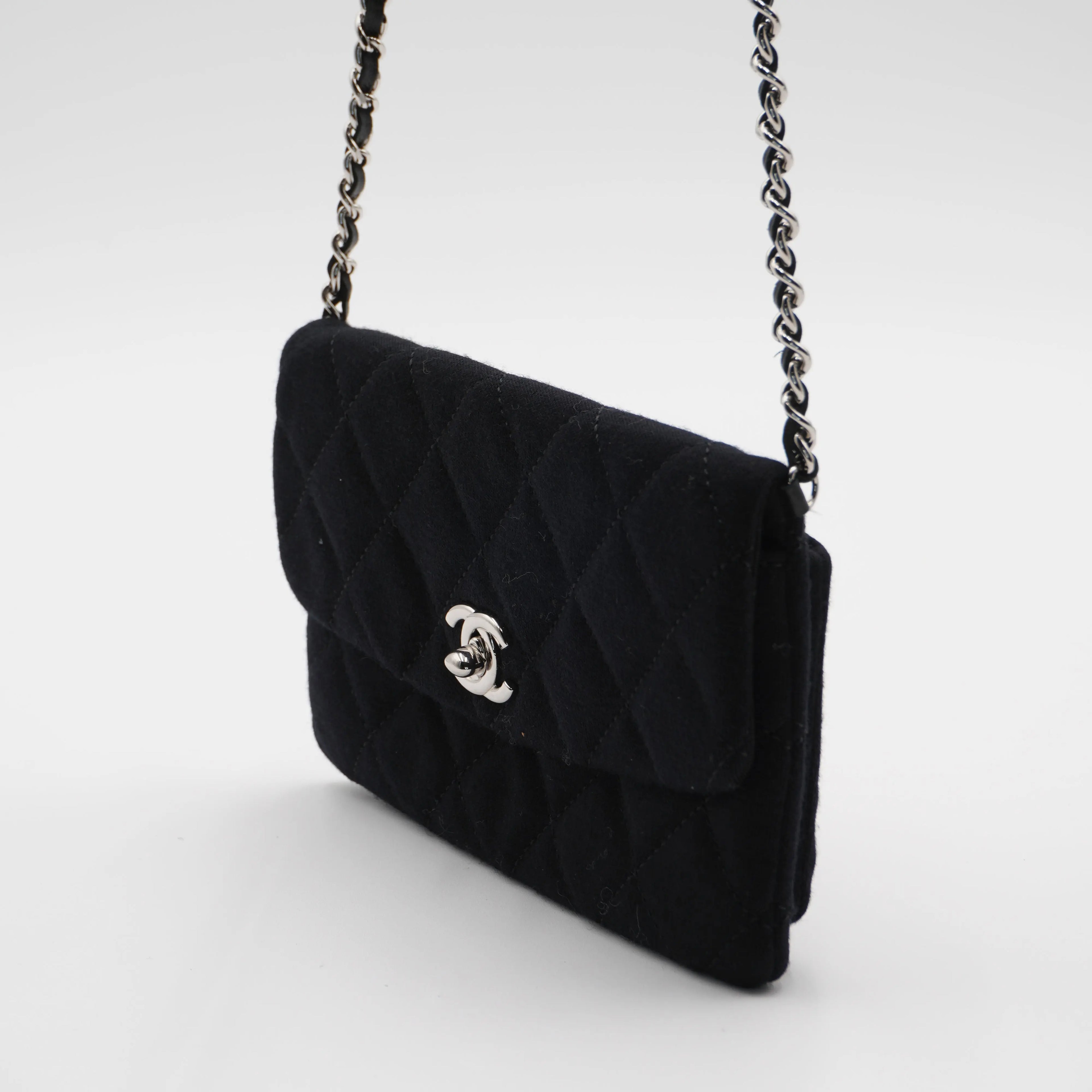 CHANEL Black Jersey Mini Flap Bag CHANEL