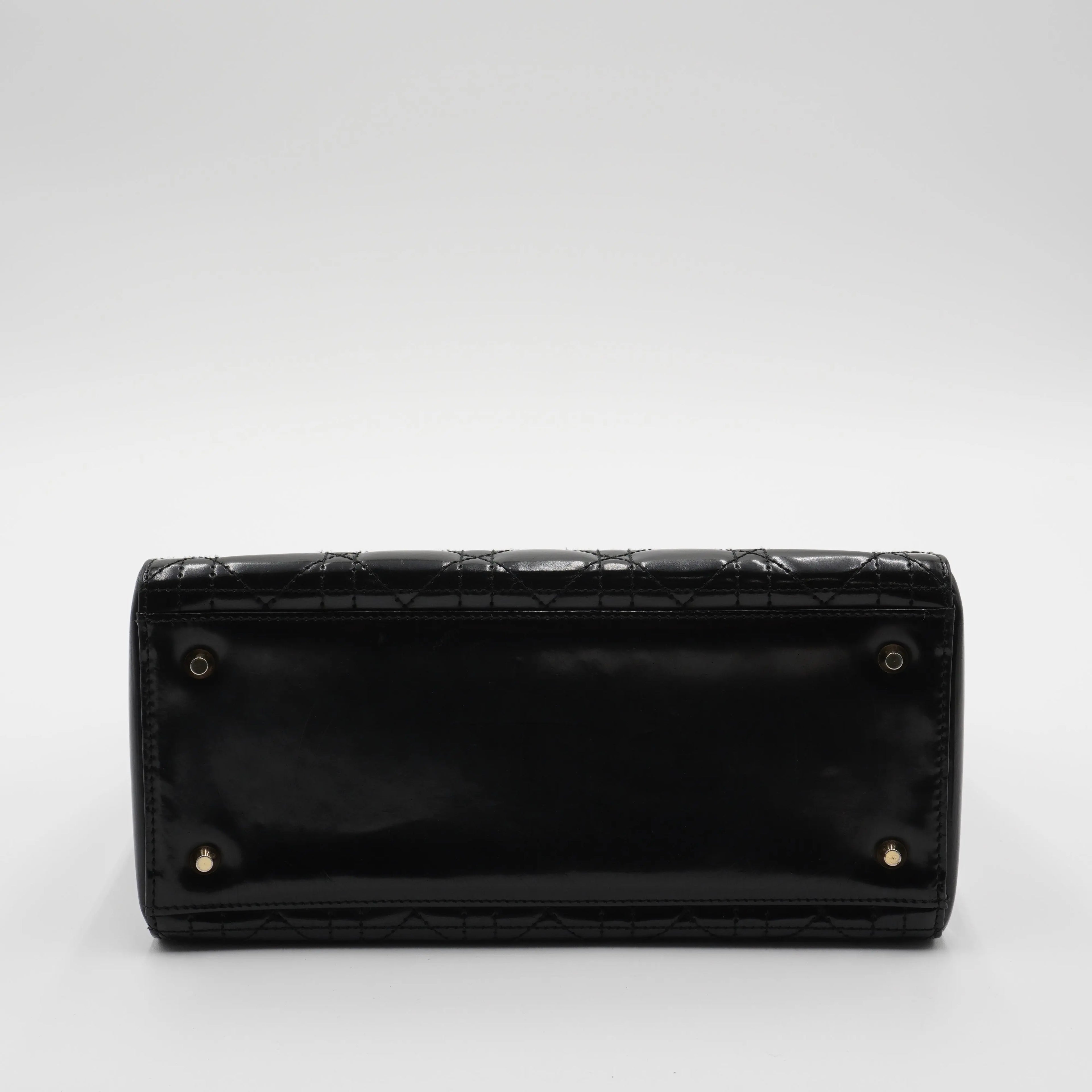 Dior Black Patent Cannage Calfskin 2-Way Medium Lady Dior
