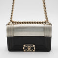 CHANEL Metallic Bicolor Leather Boy Bag CHANEL