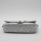 CHANEL Silver Quilted Airline Leather Shoulder Bag CHANEL