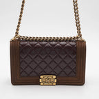 CHANEL Brown Leather and Suede Paris-Edinburgh Boy Bag CHANEL