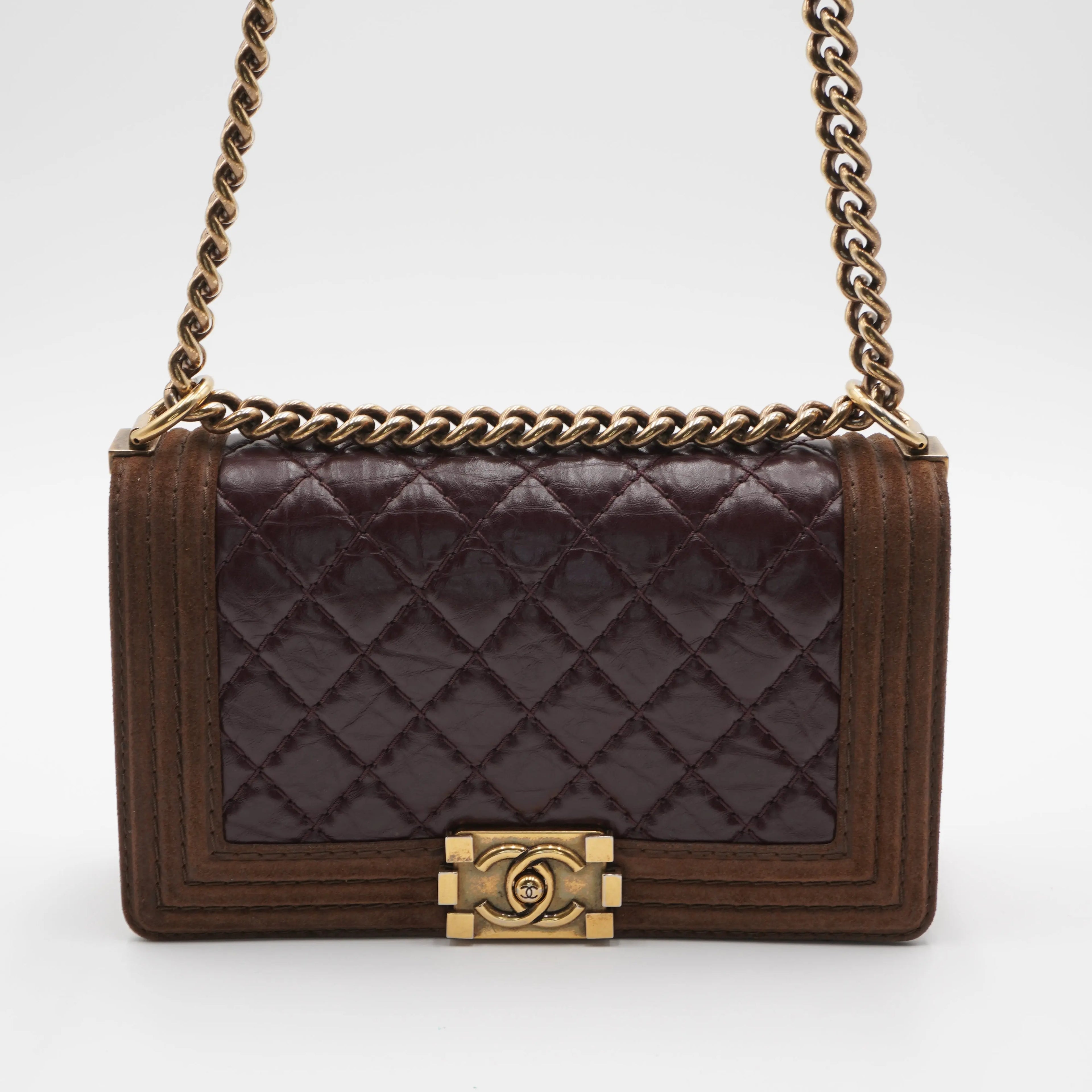 CHANEL Brown Leather and Suede Paris-Edinburgh Boy Bag CHANEL