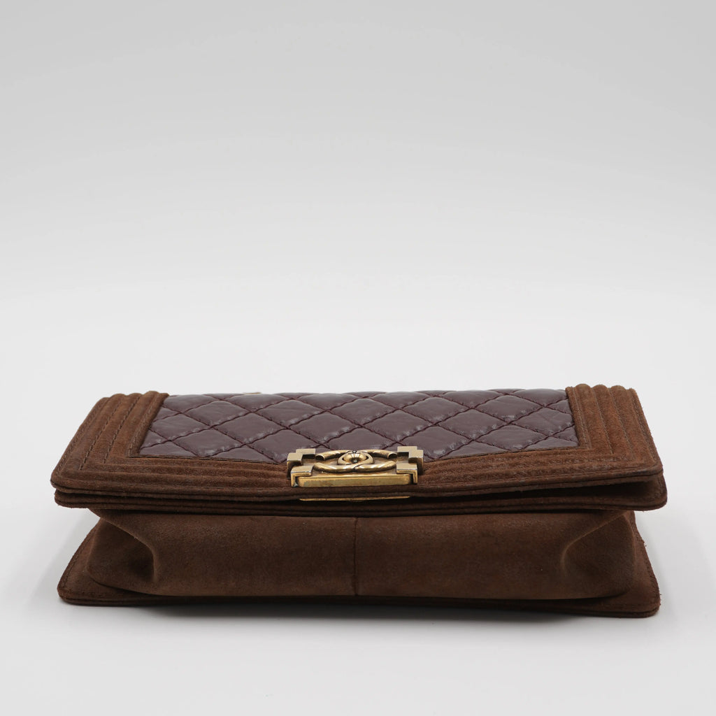 CHANEL Brown Leather and Suede Paris-Edinburgh Boy Bag CHANEL