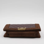 CHANEL Brown Leather and Suede Paris-Edinburgh Boy Bag CHANEL