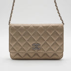CHANEL Gold Quilted Paris-Salzburg Wallet on Chain CHANEL