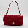 CHANEL Red Coco Pleats Classic Quilted Shoulder Bag CHANEL