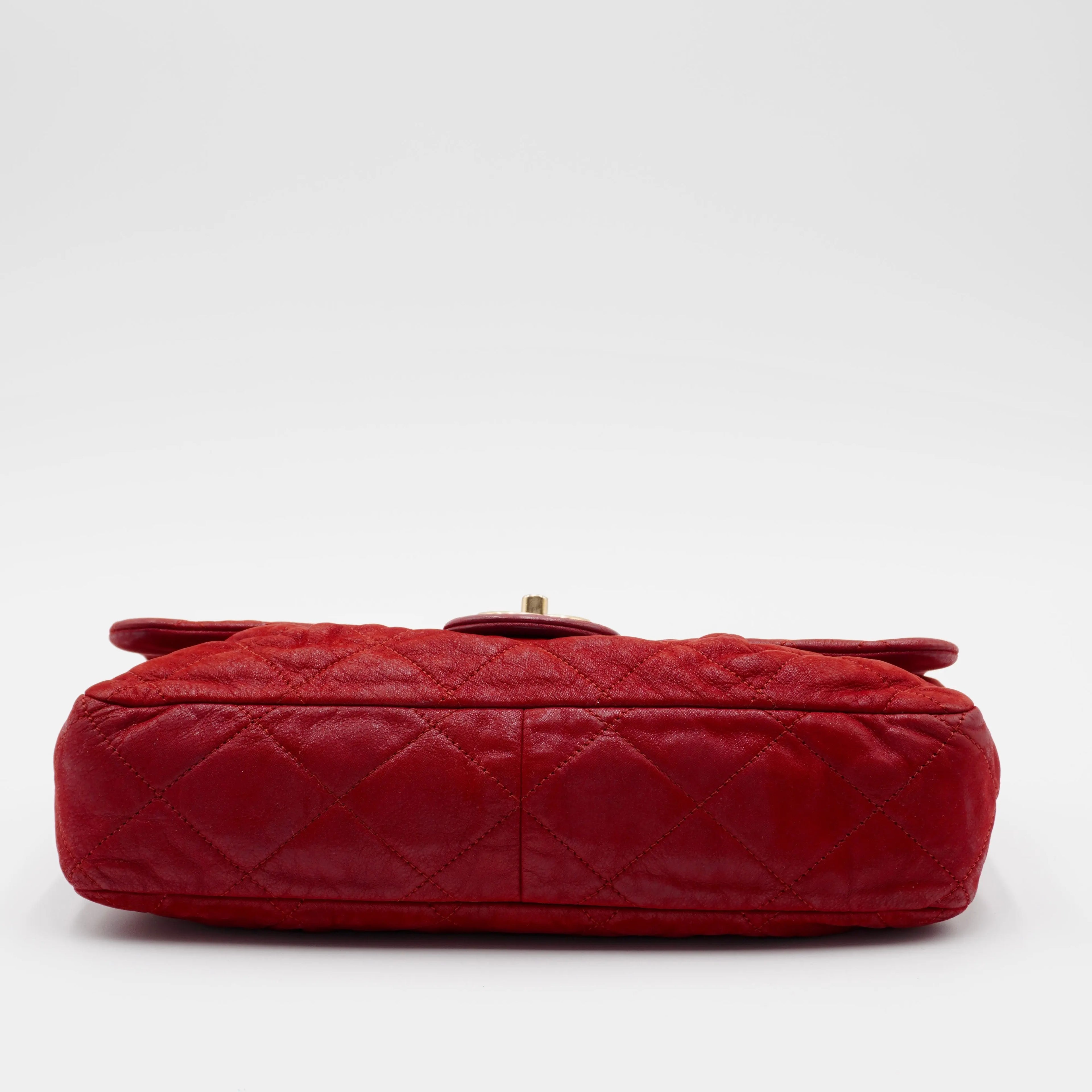 CHANEL Red Coco Pleats Classic Quilted Shoulder Bag CHANEL