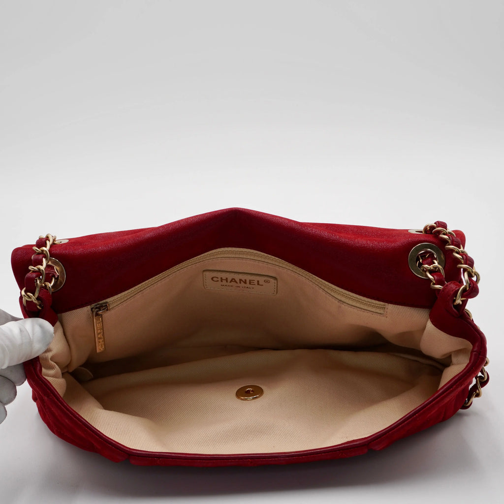 CHANEL Red Coco Pleats Classic Quilted Shoulder Bag CHANEL