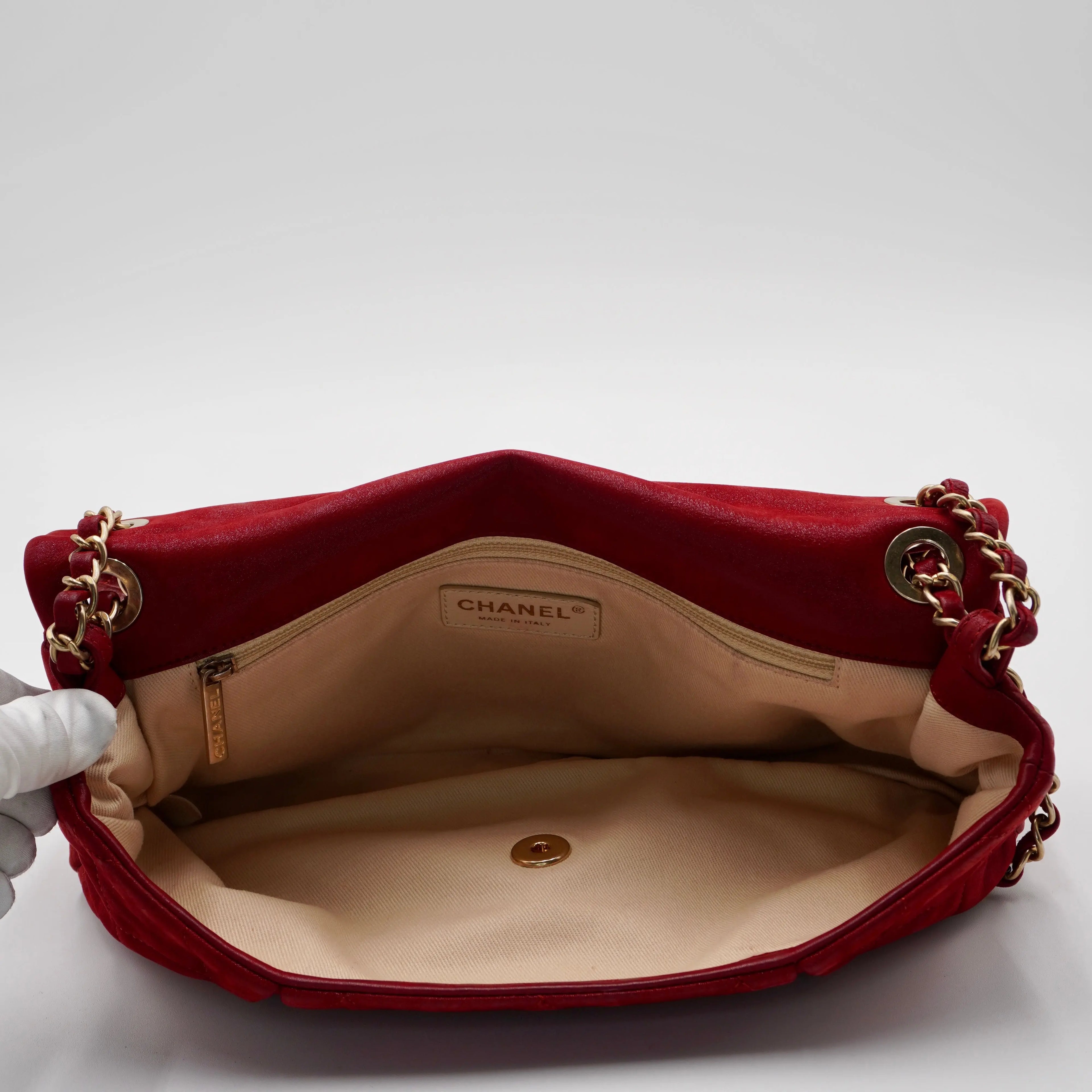 CHANEL Red Coco Pleats Classic Quilted Shoulder Bag CHANEL