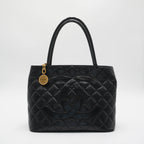 CHANEL Black Caviar Leather Medallion Tote - Reissued CHANEL