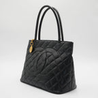 CHANEL Black Caviar Leather Medallion Tote - Reissued CHANEL