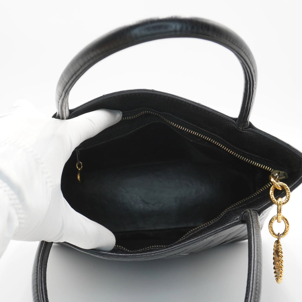 CHANEL Black Caviar Leather Medallion Tote - Reissued CHANEL